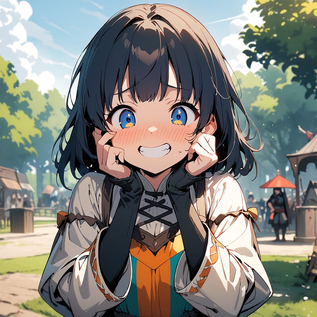 Embarrassed grin